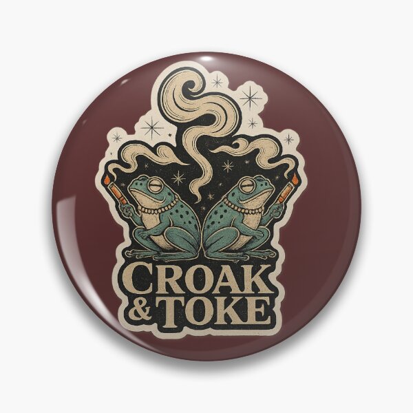 Item preview, Croak & Toke – Retro Frog Sticker designed and sold by navalart.