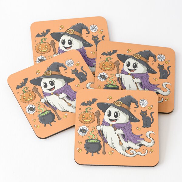 Item preview, Adorable Spooky Ghost Witch with Pumpkin and Black Cat designed and sold by TrackinDaTrends.