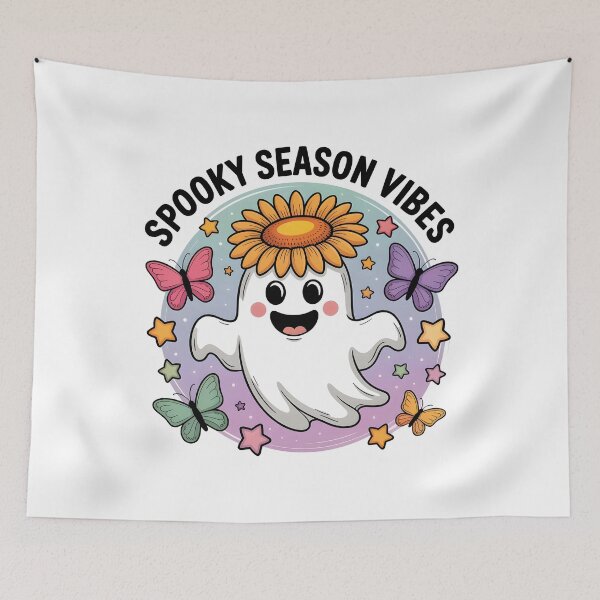 Item preview, Spooky Season Vibes Pastel Ghost Sunflower Hat T-Shirt | Spooky Season Vibes Halloween  designed and sold by al21ex.