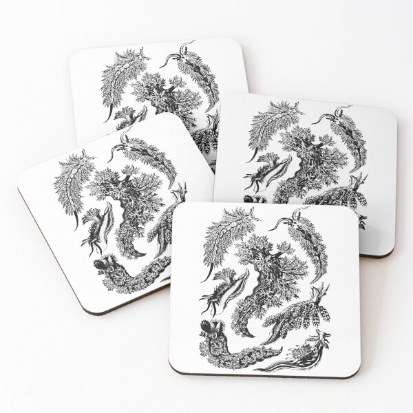 Item preview, Ernst Haeckel Nudibranch Sea Slugs Black Outline Only designed and sold by aimeewilson.