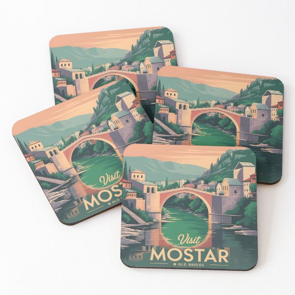 Item preview, Ai Illustration Vintage Travel Poster of Mostar – Timeless Stari Most & Neretva River Beauty designed and sold by TrendSh0p.