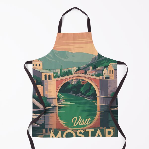 Item preview, Ai Illustration Vintage Travel Poster of Mostar – Timeless Stari Most & Neretva River Beauty designed and sold by TrendSh0p.