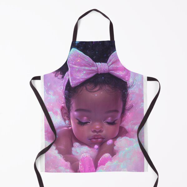 Item preview, Cutest black baby girl with pink bow art designed and sold by AngelHomes1.