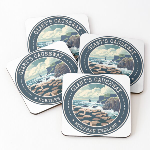Item preview, Giant's Causeway in Northern Ireland, Vintage Travel Art Circle Emblem designed and sold by MaateoDesign.