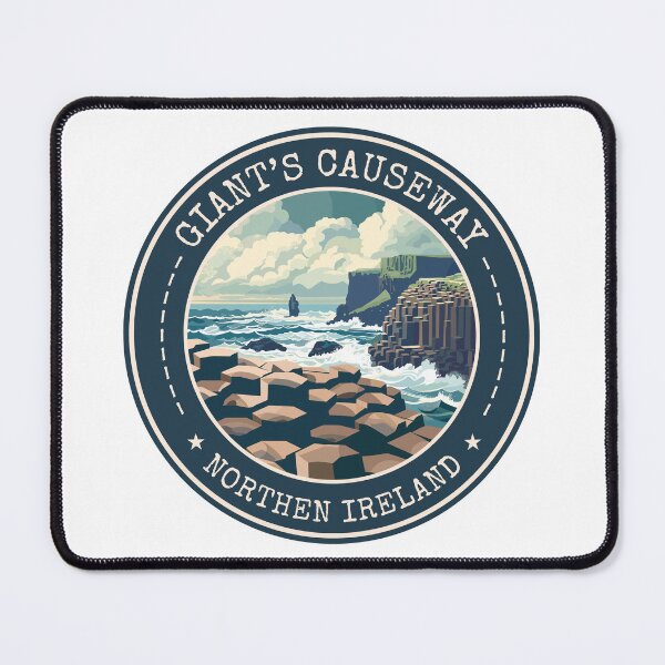 Item preview, Giant's Causeway in Northern Ireland, Vintage Travel Art Circle Emblem designed and sold by MaateoDesign.