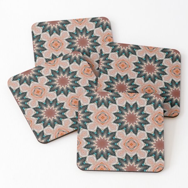 Item preview, Orange Geometric Floral Pattern with Blue Glitter designed and sold by patternarya.