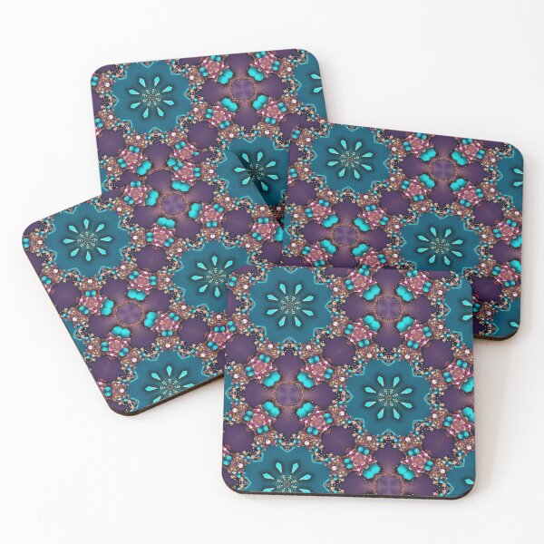 Item preview, Dark Purple and Green Geometric Pattern with Beads designed and sold by patternarya.