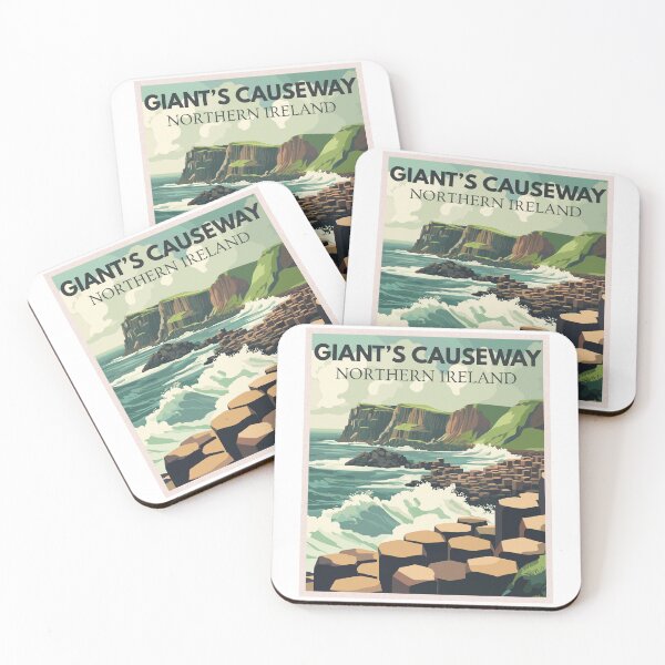 Item preview, Giant's Causeway in Northern Ireland, Vintage Art Travel Landscape designed and sold by MaateoDesign.