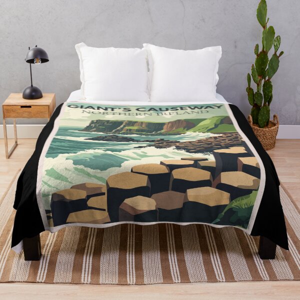 Item preview, Giant's Causeway in Northern Ireland, Vintage Art Travel Landscape designed and sold by MaateoDesign.
