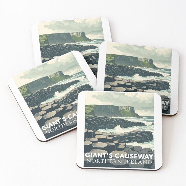 Item preview, Giant's Causeway in Northern Ireland, Retro Art Travel Landscape designed and sold by MaateoDesign.