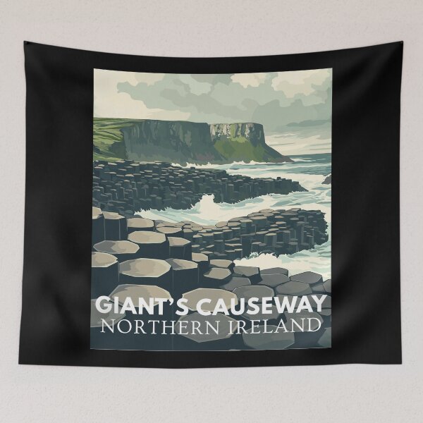 Item preview, Giant's Causeway in Northern Ireland, Retro Art Travel Landscape designed and sold by MaateoDesign.