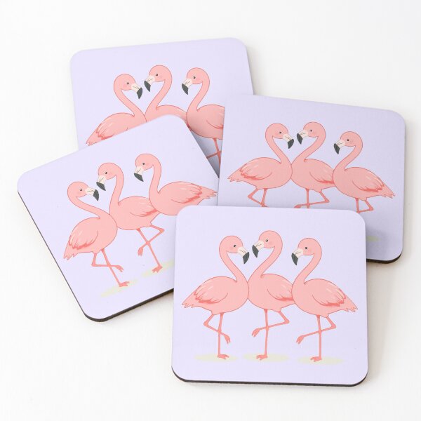 Item preview, Cute Three Flamingos Standing on One Leg – Kawaii Pastel Illustration designed and sold by Tidarat-27.