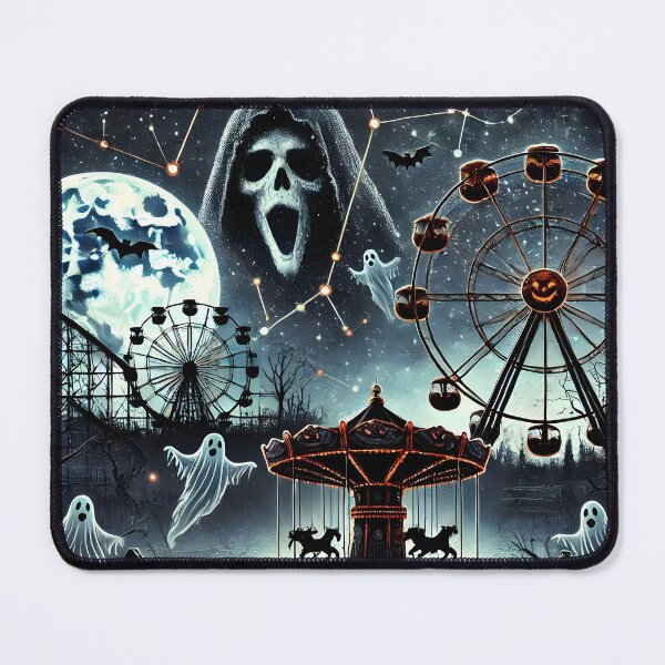 Item preview, Haunted Carnival Ghosts and Ferris Wheel Halloween Design. designed and sold by The-T-In-Retro.