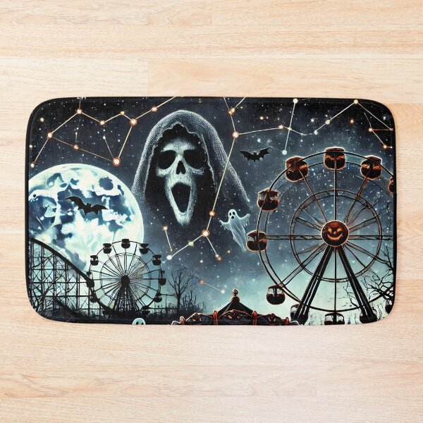 Item preview, Haunted Carnival Ghosts and Ferris Wheel Halloween Design. designed and sold by The-T-In-Retro.