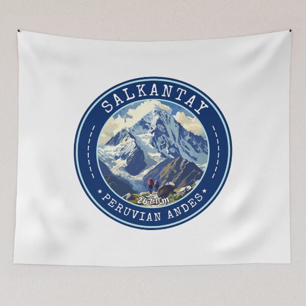 Item preview, Salkantay in Peruvian Andes - Peru, Vintage Travel Art Circle Emblem designed and sold by MaateoDesign.