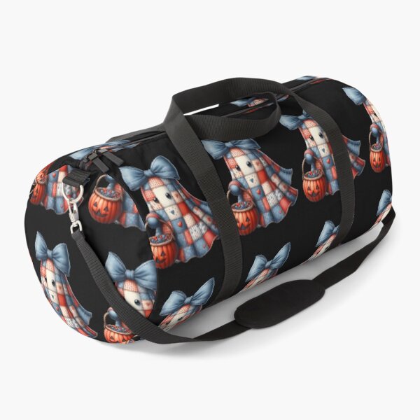 Item preview, Cozy Patchwork Ghost with Denim Bow and Pumpkin Basket – Vintage Country Halloween designed and sold by CRAZY&ART.