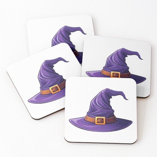 Item preview, Halloween purple witch hat vector illustration isolated, violet wizard hat with brown belt and gold buckle, Design element for Halloween, designed and sold by Danler.