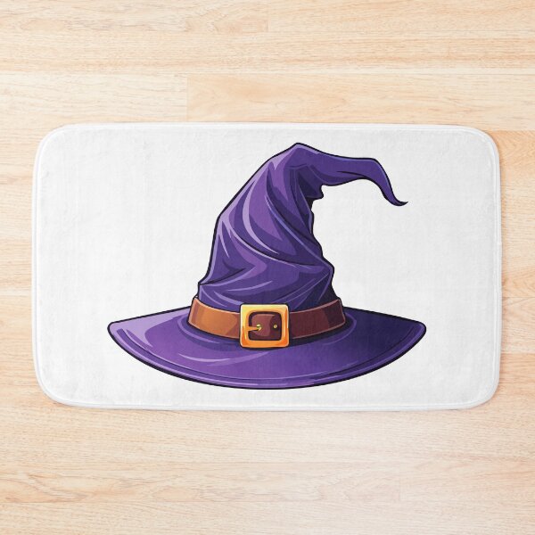 Item preview, Halloween purple witch hat vector illustration isolated, violet wizard hat with brown belt and gold buckle, Design element for Halloween, designed and sold by Danler.