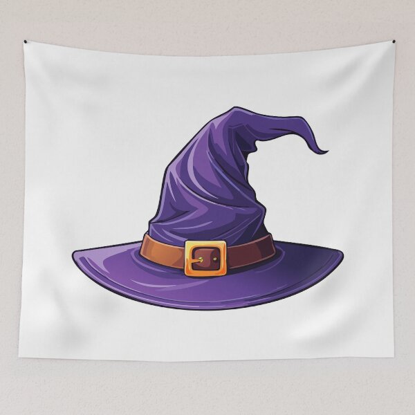 Item preview, Halloween purple witch hat vector illustration isolated, violet wizard hat with brown belt and gold buckle, Design element for Halloween, designed and sold by Danler.