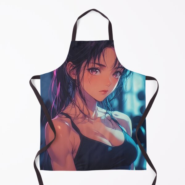 Aperçu de l'œuvre Une belle femme en forme d'anime dans une salle de sport sombre, vêtue d'un soutien-gorge de sport noir, mettant en valeur des bras toniques. créée et vendue par Innercosmic.