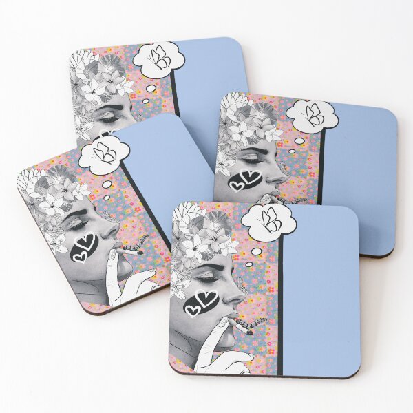 Item preview, Woman smoking a cigarette while dreaming of becoming a butterfly  designed and sold by Nikki-Tee.