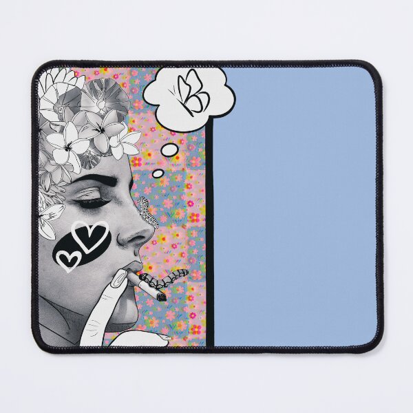 Item preview, Woman smoking a cigarette while dreaming of becoming a butterfly  designed and sold by Nikki-Tee.