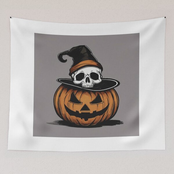 Item preview, Skull in a Pumpkin Hat" designed and sold by Zofia Sosnecka.