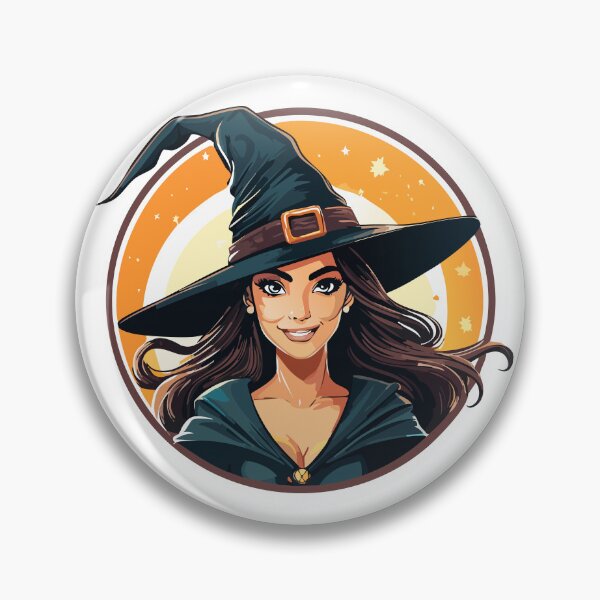 Item preview, Cartoon halloween witch portrait, Mysterious colors portrait illustration of a witch with a hat, perfect for Halloween and fantasy designs, Charming Witch Girl in Cloak and Hat designed and sold by Danler.