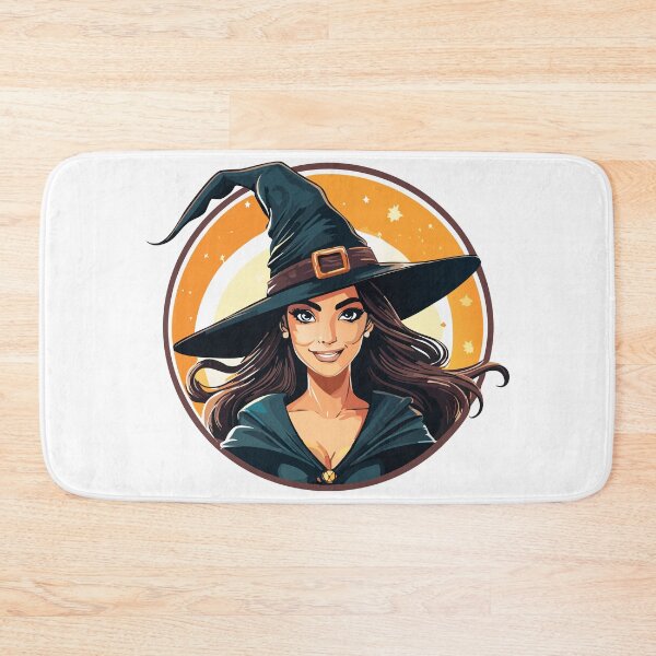 Item preview, Cartoon halloween witch portrait, Mysterious colors portrait illustration of a witch with a hat, perfect for Halloween and fantasy designs, Charming Witch Girl in Cloak and Hat designed and sold by Danler.
