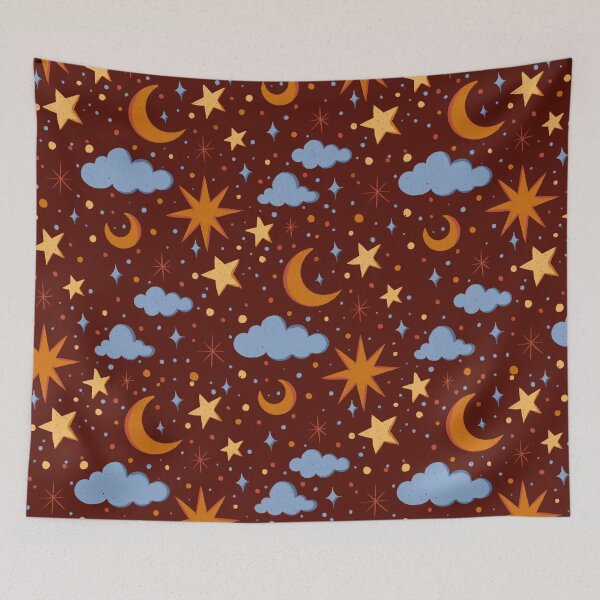 Item preview, Cute sky with clouds and stars designed and sold by patternarya.