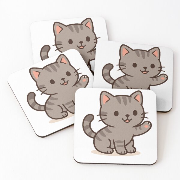 Item preview, Cute Waving Kitten Kawai Kitty– Adorable Cat Illustration for Stickers, T-Shirts, Mugs & Phone Cases designed and sold by ArtDripFashion.