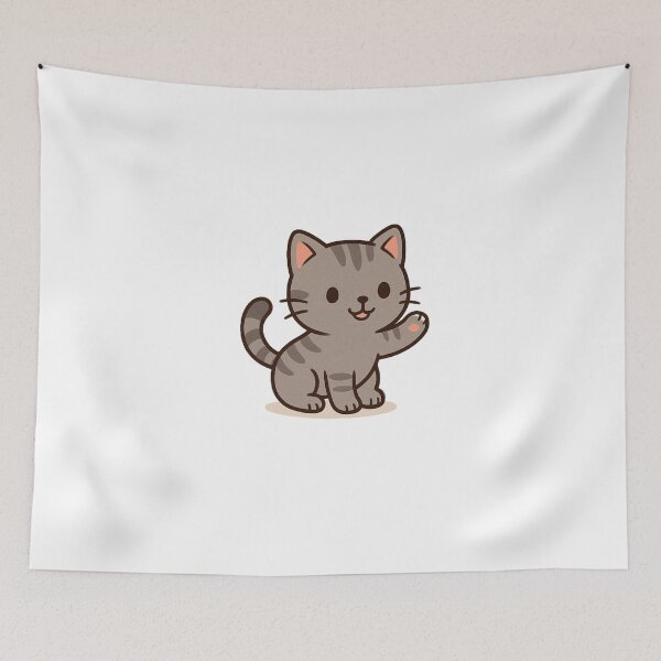 Item preview, Cute Waving Kitten Kawai Kitty– Adorable Cat Illustration for Stickers, T-Shirts, Mugs & Phone Cases designed and sold by ArtDripFashion.