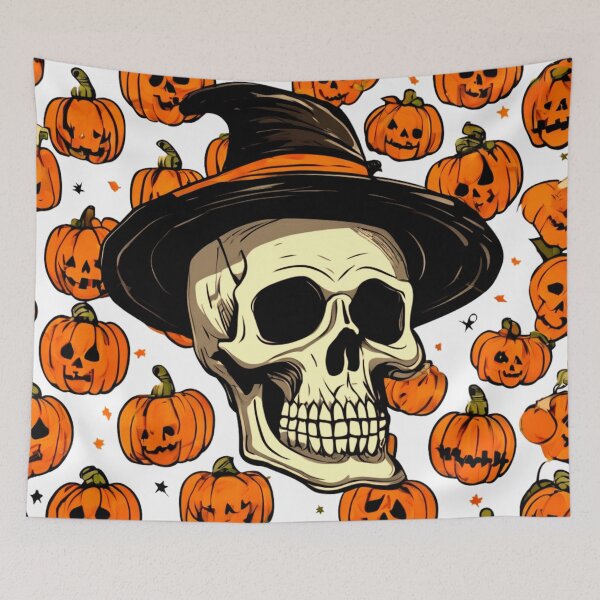 Item preview, Skull in a Pumpkin Hat designed and sold by Zofia Sosnecka.