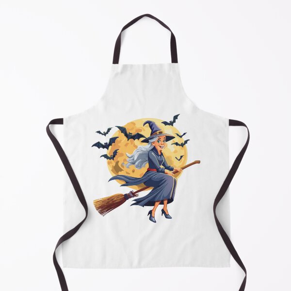Item preview, Illustration of a old witch flying on a broomstick for halloween or fantasy themes, cartoon girl dressed as a witch flying on a broomstick, Witch flying on a broomstick and bats, designed and sold by Danler.