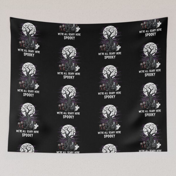 Item preview, We're All Scary Here | Classic Halloween Monsters Art Print designed and sold by DMNindustries.