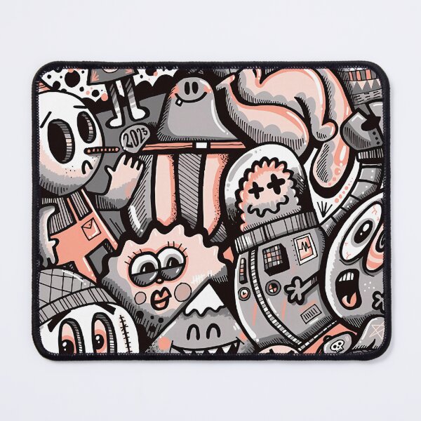 Item preview, Quirky Cartoon Character Collage – Playful Black, White, and Orange designed and sold by darkskinbender.