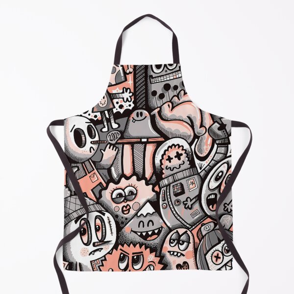Item preview, Quirky Cartoon Character Collage – Playful Black, White, and Orange designed and sold by darkskinbender.