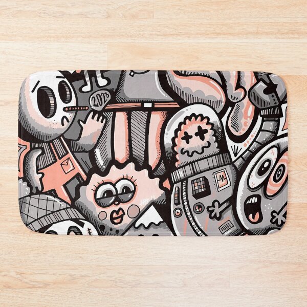Item preview, Quirky Cartoon Character Collage – Playful Black, White, and Orange designed and sold by darkskinbender.