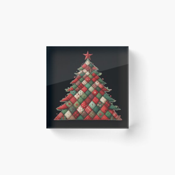 Item preview, Patchwork Christmas Tree – Cozy Quilted Holiday Digital Ink Painting designed and sold by CRAZY&ART.