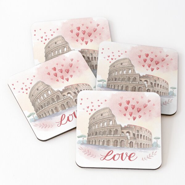 Item preview, Colosseum Love – Romantic Rome Illustration with Hearts designed and sold by VivoStudio.