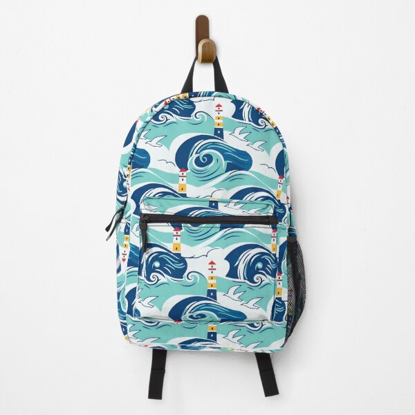 Item preview, Seagulls Lighthouses Waves Seamless Pattern designed and sold by Ciervo Primavera.