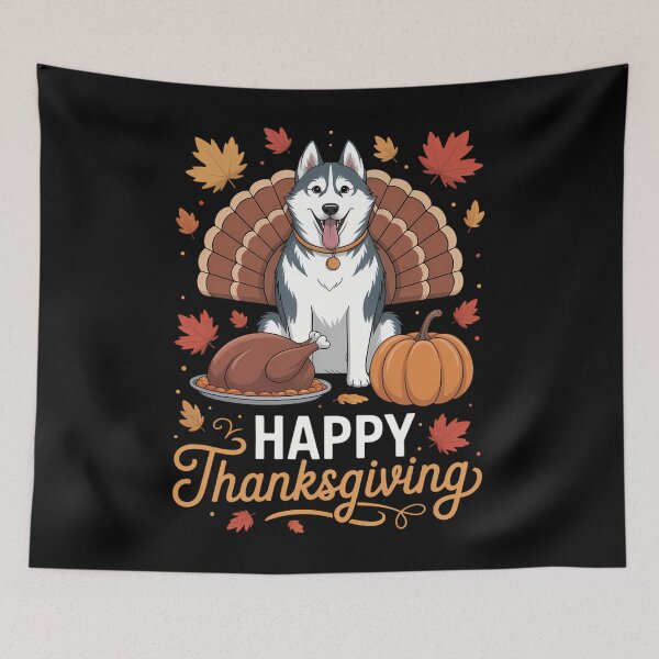 Item preview, Dog Lovers Cute Husky Turkey Happy Thanksgiving designed and sold by BiellaSar.