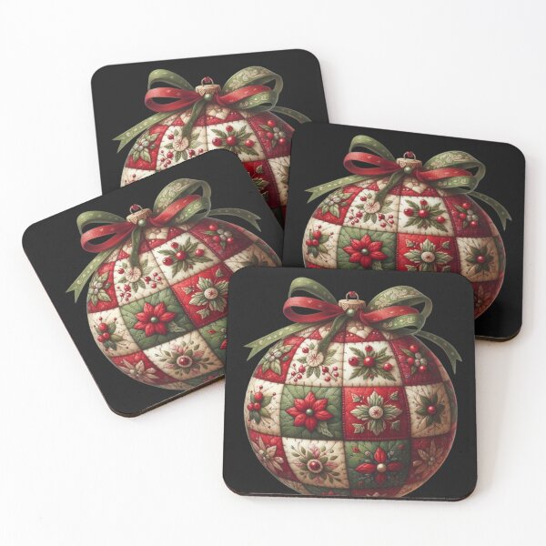 Item preview, Patchwork Christmas Bauble with Floral Embroidery – Cozy Festive Digital Ink Painting designed and sold by CRAZY&ART.