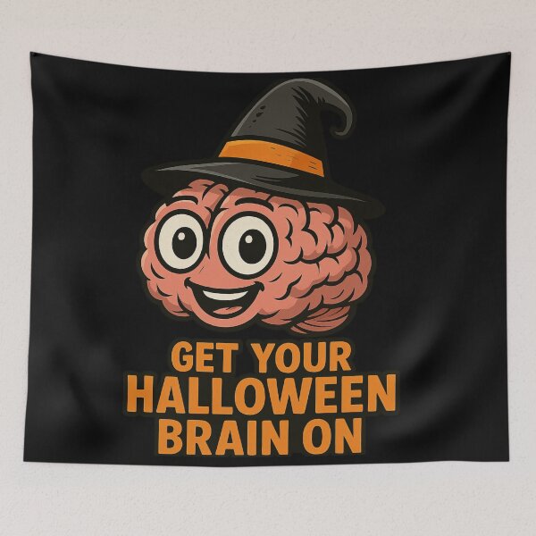 Item preview, Cartoon Brain in Witch Hat Halloween Design designed and sold by Daagath.