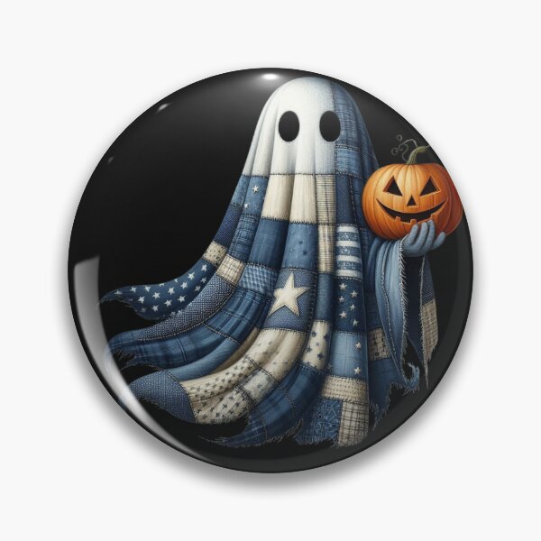 Item preview, Patchwork Halloween Ghost with Jack-o'-Lantern – Spooky Cute Digital Ink Painting designed and sold by CRAZY&ART.