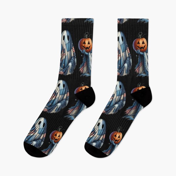 Item preview, Patchwork Halloween Ghost with Jack-o'-Lantern – Spooky Cute Digital Ink Painting designed and sold by CRAZY&ART.