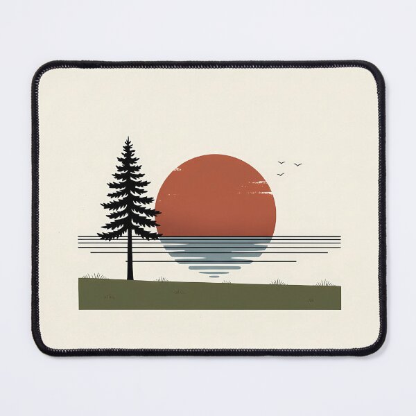 Item preview, Serene Minimalist Sunset Lake with Pine Tree designed and sold by TajSprinklz.