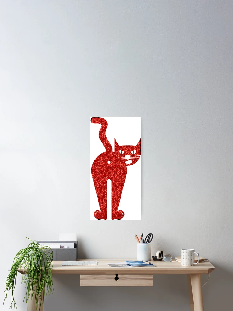 Thumbnail 2 of 3, Poster, Red Rhinestone Cat designed and sold by TheIconSmith.