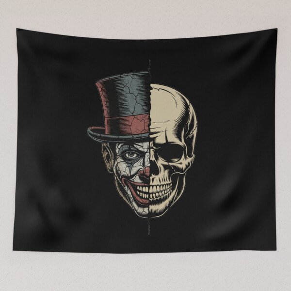 Item preview, Halloween Scary Evil Clown Skull Mask – Skeleton Split Design designed and sold by Marpin91.