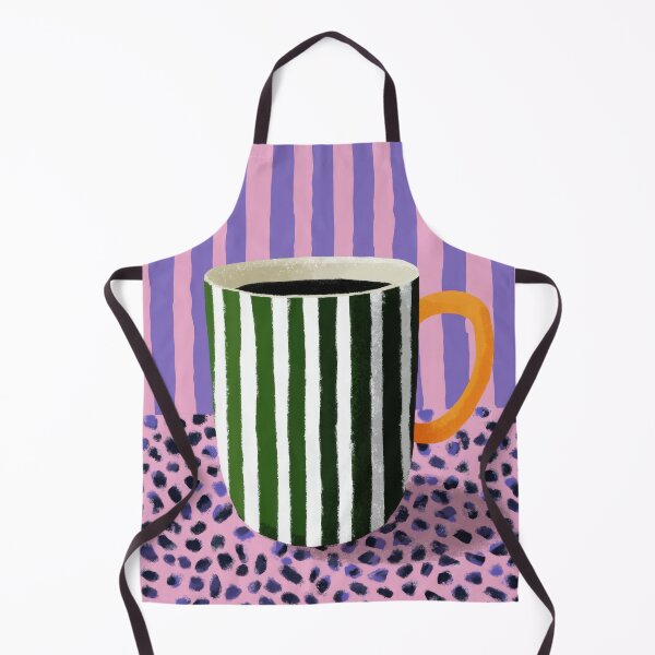 Item preview, Green and White Striped Mug Illustration designed and sold by ArtHouseNiklas.
